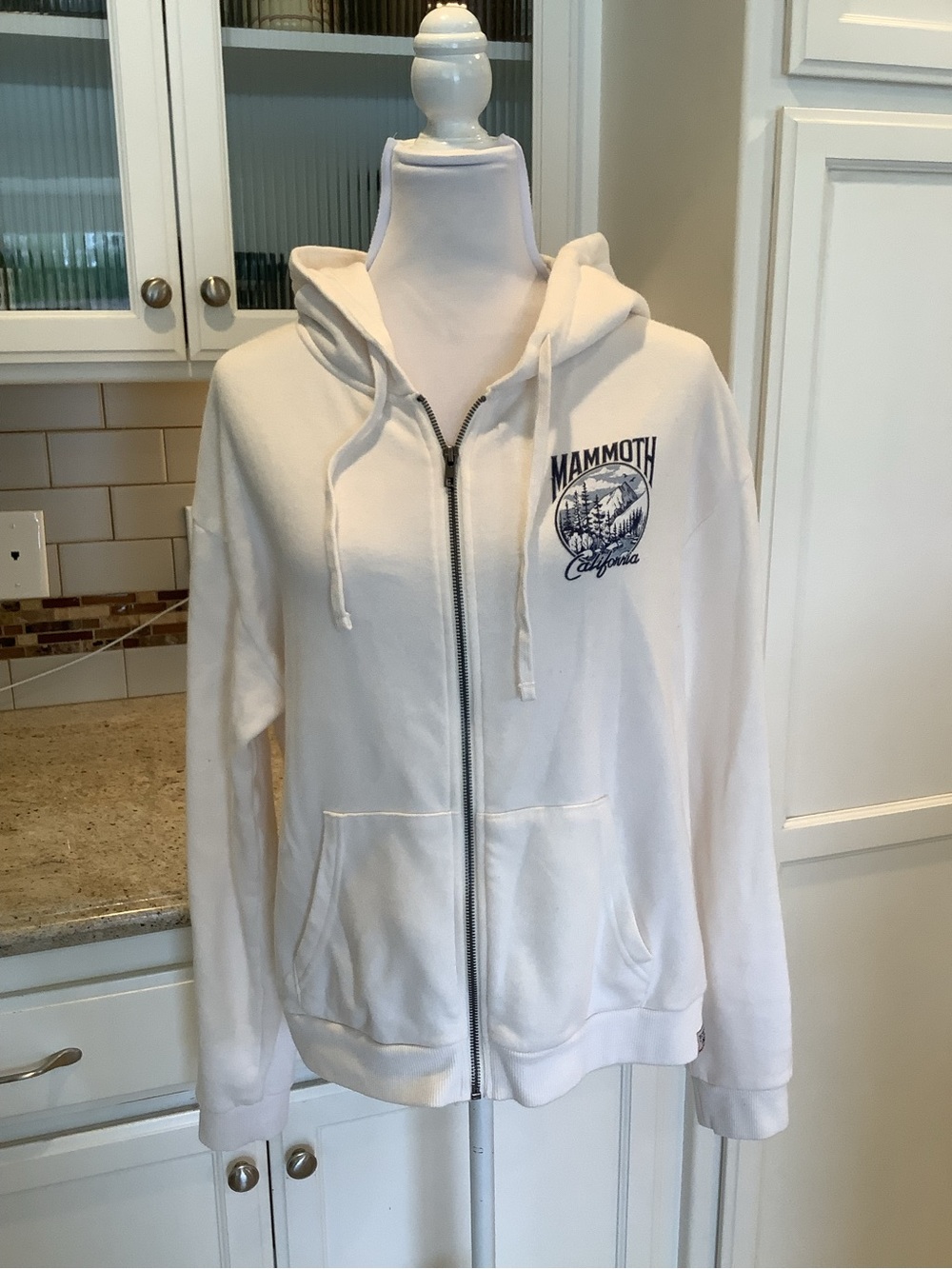 Mammoth Mountain California White Zip Hoodie Size XLarge